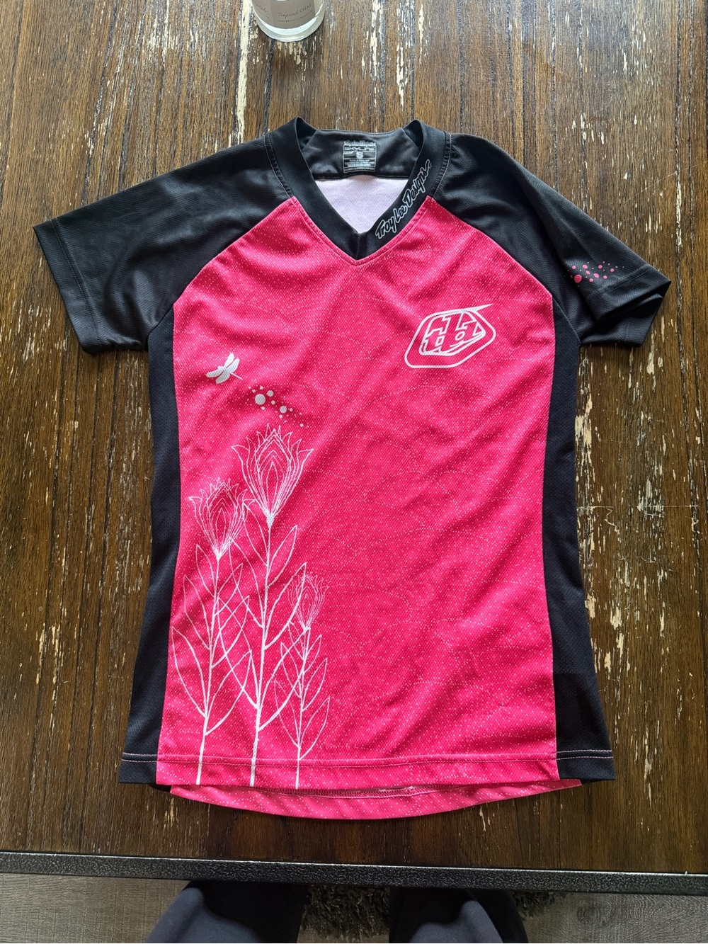 Troy Lee Designs hot Pink and Black V-Neck Short Sleeve Jersey